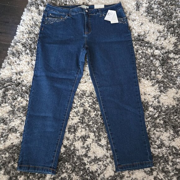 Cleo Petite Embellished Pocket Jeans - NWT - Size 16P - Picture 1 of 4